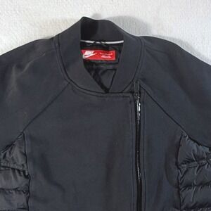 Nike Tech Fleece Aeroloft Moto Jacket Womens Large Down Fill Asymmetric Black